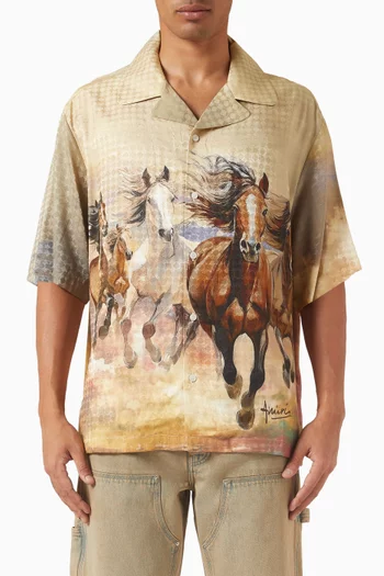 Horses Camp Shirt in Viscose