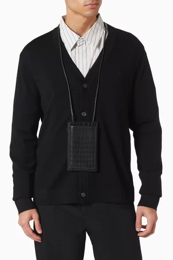 Phone Crossbody Pouch in Croc-embossed Leather