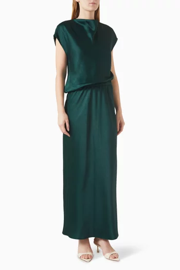 Draped Cowl-neck Maxi Dress in Satin