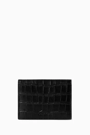 Card Case in Croc-embossed Leather