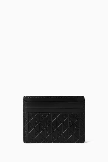 Embossed Allover Monogram Card Holder in Leather
