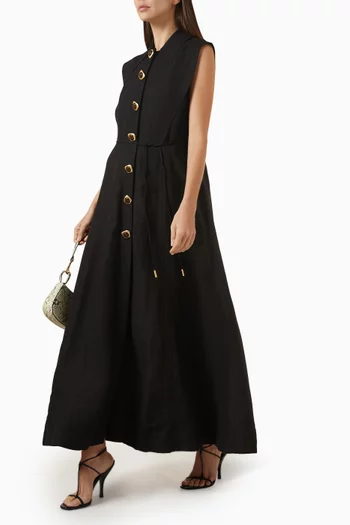 Sacha Midi Dress in Linen Blend