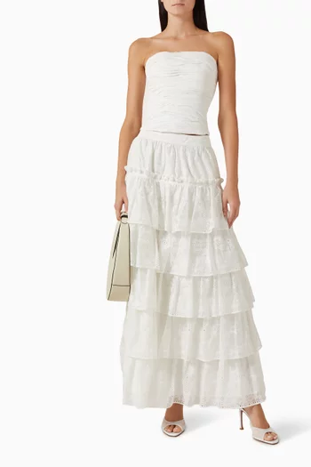 تنورة ميريت متوسطة الطول ومطرزة مزيج لايوسيل