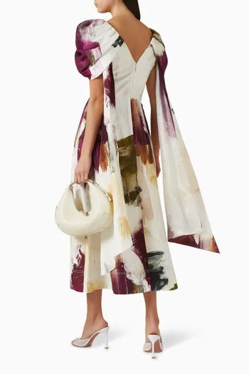 فستان بيسو متوسط الطول مزيج فيسكوز