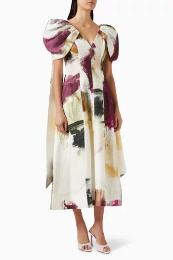 فستان بيسو متوسط الطول مزيج فيسكوز