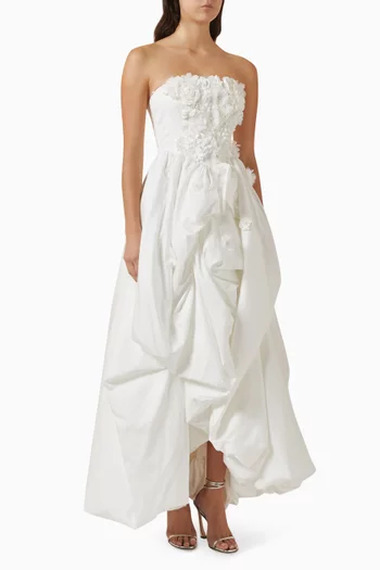 فستان سهرة كارينا مزين بزهور قطن