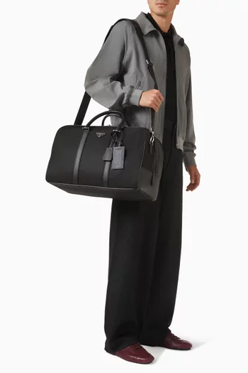 Duffel Bag in Re-Nylon & Saffiano Leather