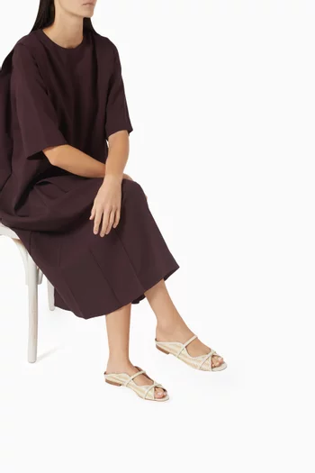 حذاء نورا سهل الارتداء بكعب مسطح 10 مم خوص وجلد