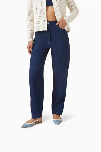 Tate 10 Ballerina Pumps in Denim & Leather