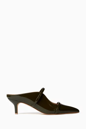 حذاء مورين مفتوح من الخلف بكعب 45 مم جلد لامع