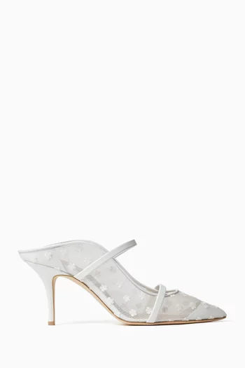 Maureen 70 Floral-embroidered Mules in Mesh & Leather