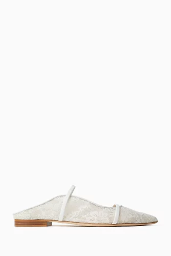 Maureen Flat Mules in Lace & Leather