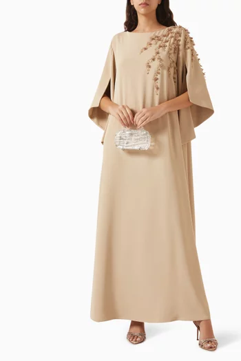 Bead-embellished Kaftan in Crepe