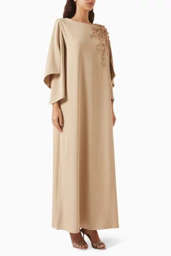 Bead-embellished Kaftan in Crepe