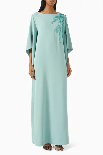 قفطان مطرز بالخرز كريب