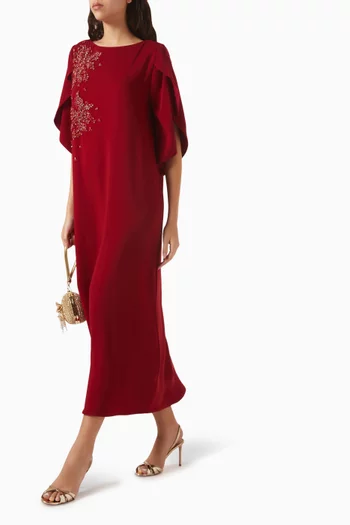 Bead-embellished Kaftan in Crepe