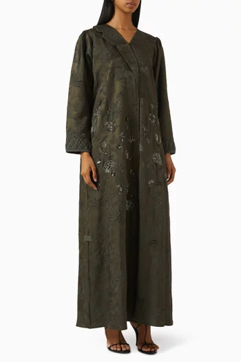 Coat-style Abaya in Jacquard