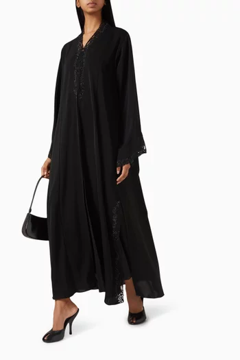 Laser-cut Bead Embellished Abaya