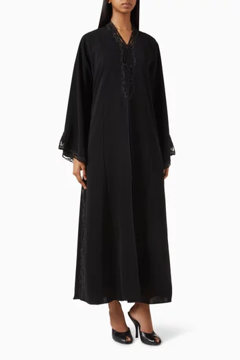 Laser-cut Bead Embellished Abaya