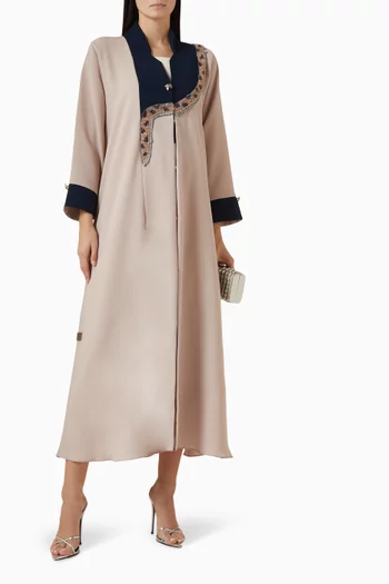 Two-tone Bead Embellished Abaya