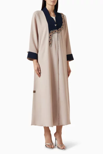 Two-tone Bead Embellished Abaya