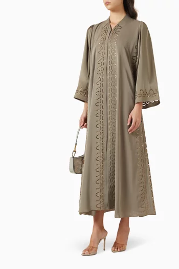 Laser-cut Embroidered Abaya