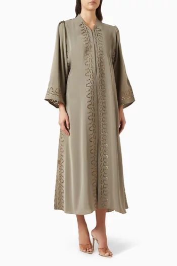 Laser-cut Embroidered Abaya