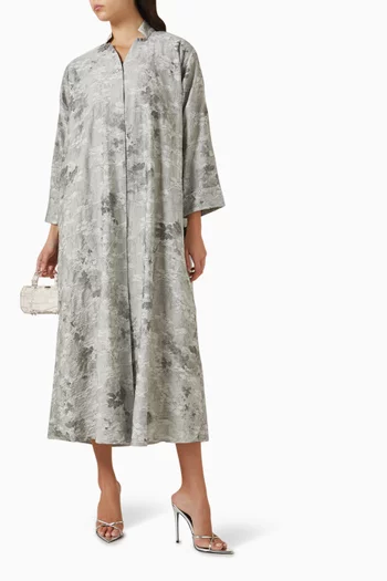 Textured Floral Abaya in Linen