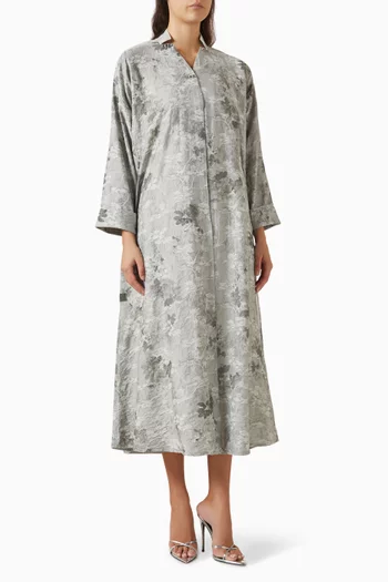 Textured Floral Abaya in Linen