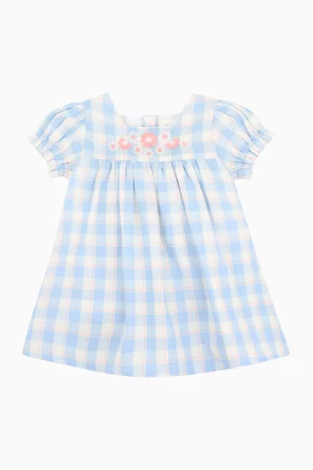 Bonnie Embroidered Gingham Dress in Cotton