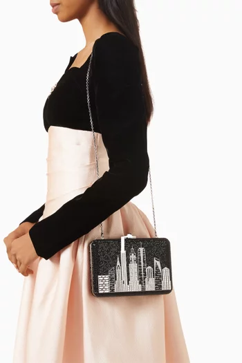 Slim Slide Crystal-embellished New York Night Clutch