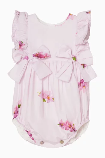 Lilac-print Romper in Cotton