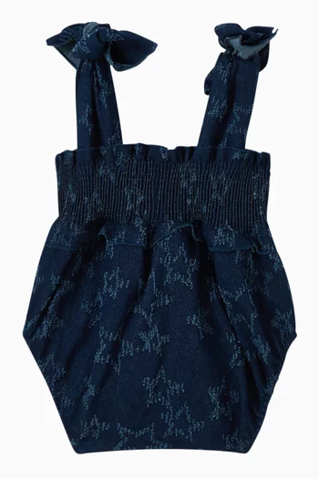Shirred Star-motif Bodysuit in Denim