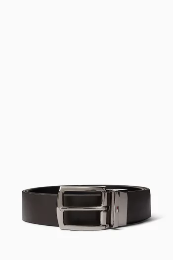 Denton Reversible Square Buckle Belt in Leather
