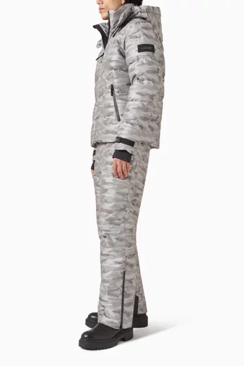 جاكيت تزلج صامويل بغطاء رأس وتصميم متوسط الطول مبطن بالزغب