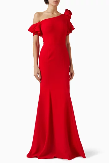 One-shoulder Mermaid Gown in Stretch-crepe
