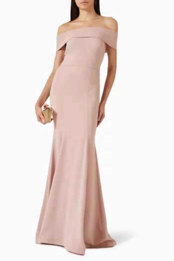 Off-shoulder Mermaid Gown in Crepe