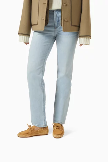 Loafers in Suede & Raffia