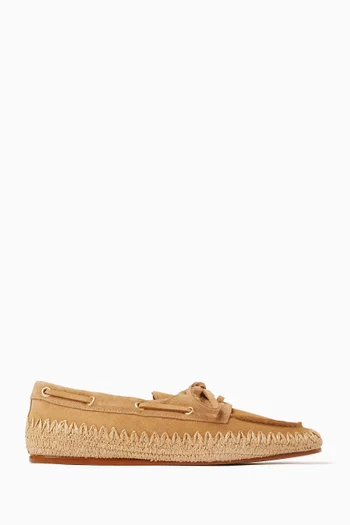 Loafers in Suede & Raffia