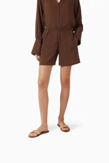 High Summer II Bow Detail Slides in Metallic Leather