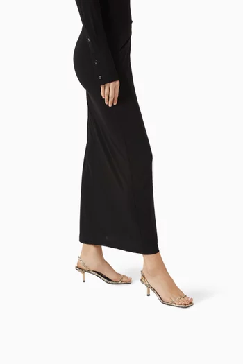 حذاء مفتوح جوديث بسير خلفي وكعب 65 مم جلد بنقشة جلد الأفعى