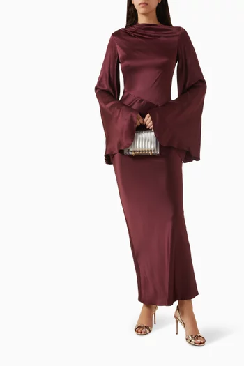 Ondas Maxi Dress in Silk Satin