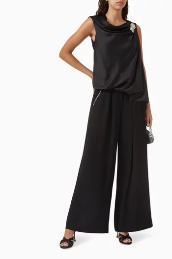 Nori Wide-leg Pants in Charmeuse
