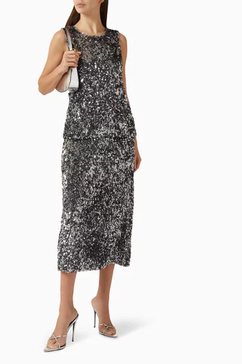 Nylah Sequin-embellished Midi Skirt
