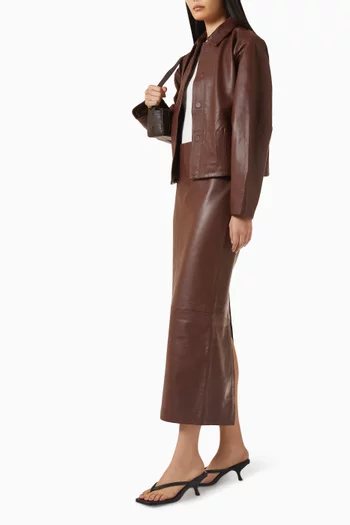 Column Skirt in Lambskin Leather