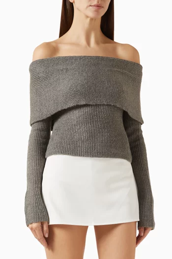 Off-shoulder Rib-knit Top