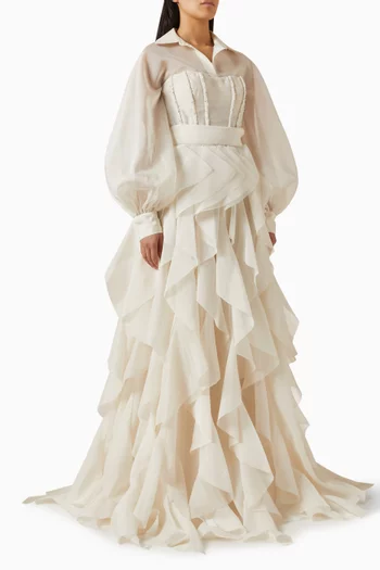 Jerome Ruffle Gown in Organza