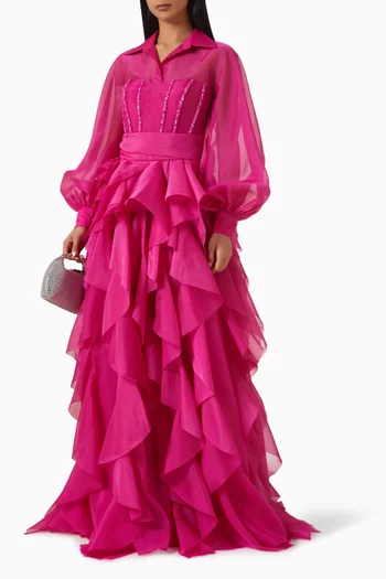 Jerome Ruffle Gown in Organza