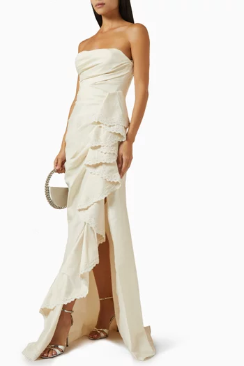 Alenna Draped Gown in Taffeta