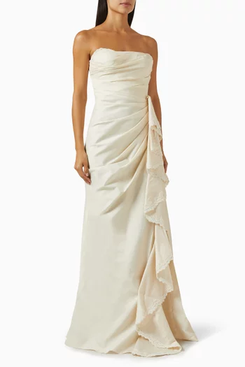 Alenna Draped Gown in Taffeta